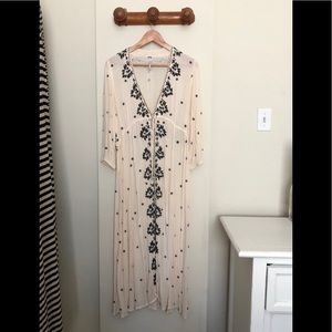 Free People Cream embroidered midi dress